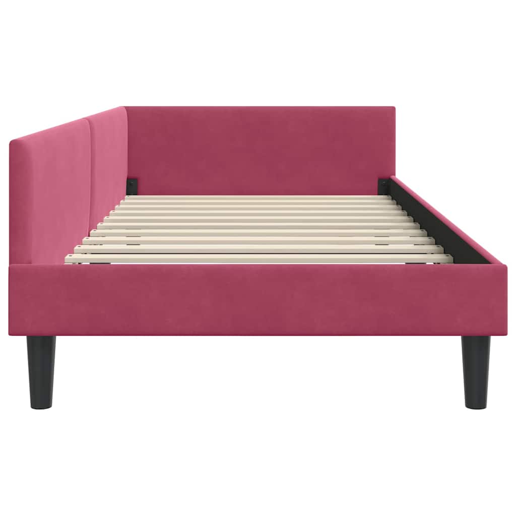 Corner Bed Frame with Headboard Manual Wine red 80 x 200 cm
