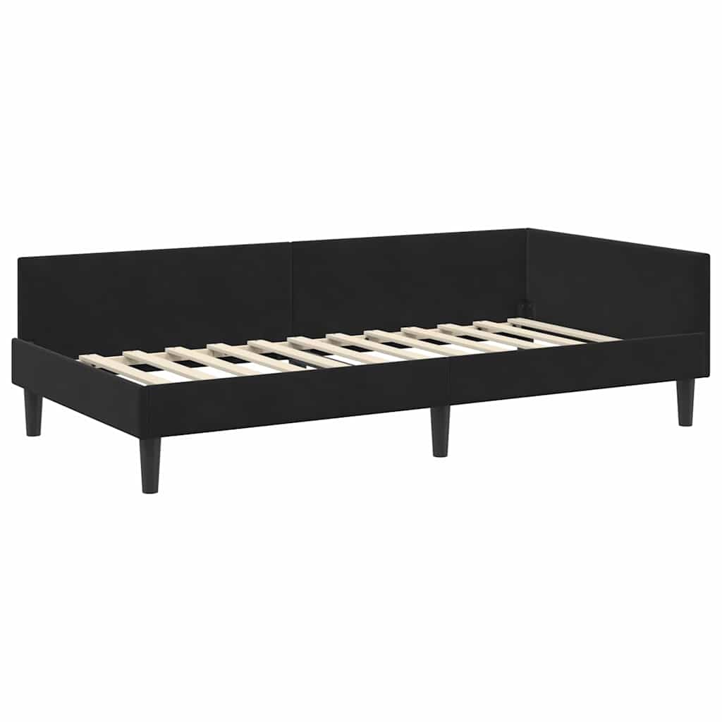 Corner Bed Frame Black 80 x 200 cm Velvet and Engineered wood
