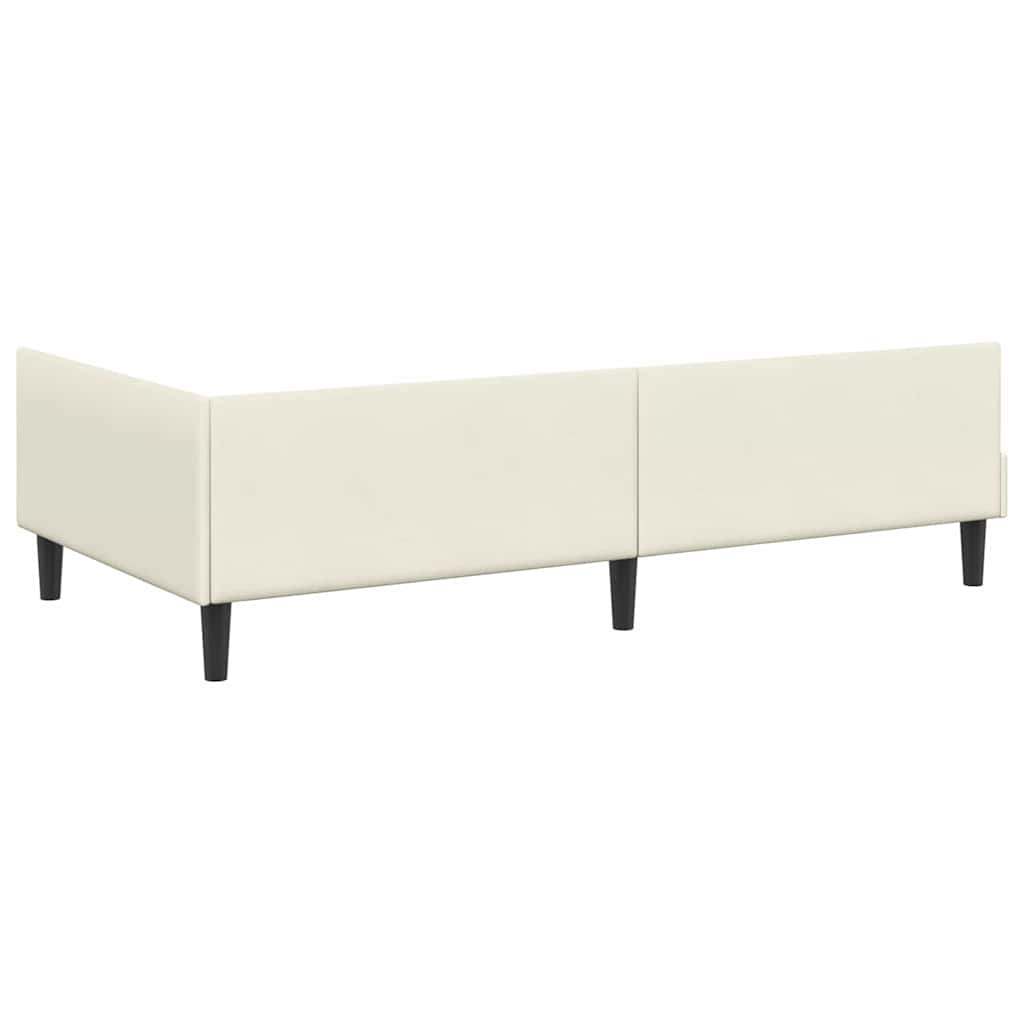 Corner Bed Frame Cream 80 x 200 cm Velvet and Engineered wood