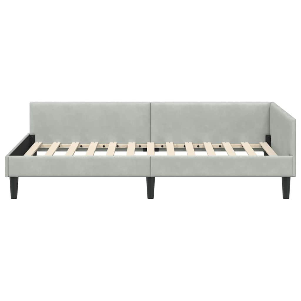 Corner Bed Frame with Headboard Manual Light grey 90 x 190 cm