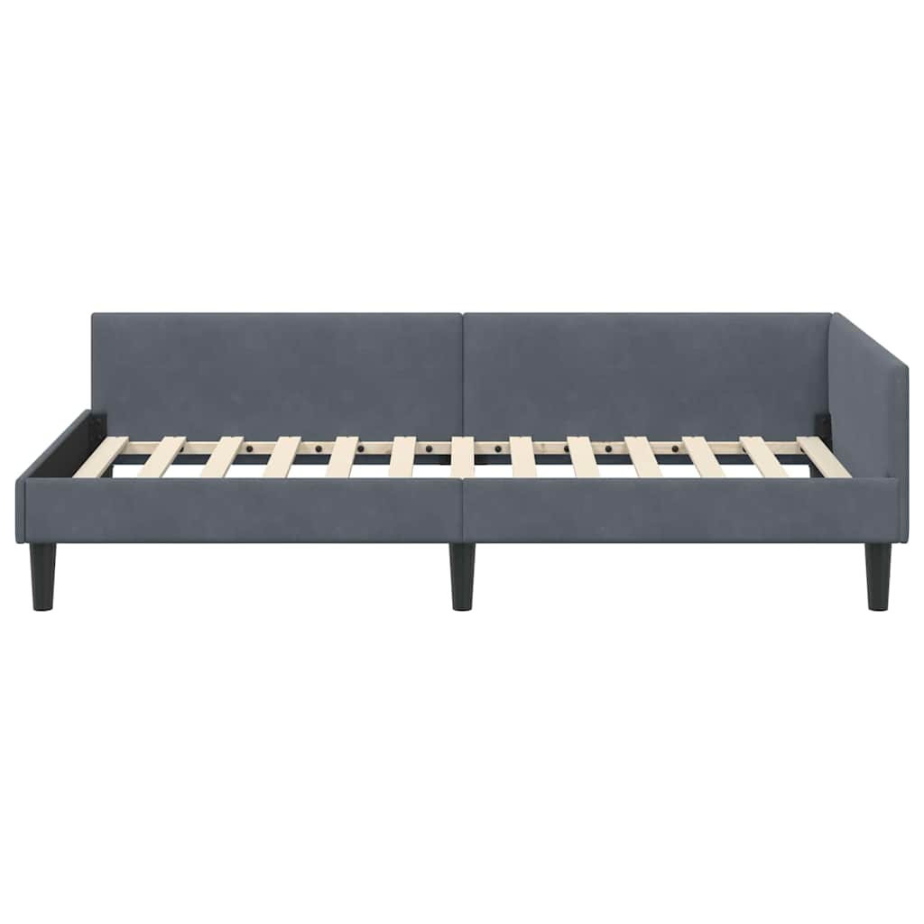 Corner Bed Frame with Headboard Manual Dark grey 90 x 190 cm