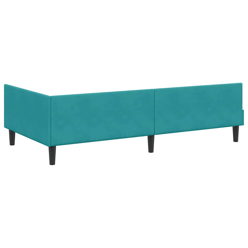 Corner Bed Frame with Headboard Manual Turquoise 90 x 190 cm