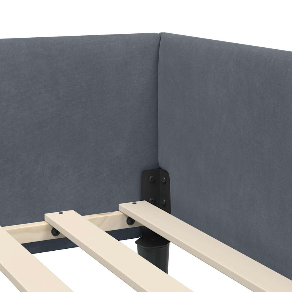 Corner Bed Frame with Headboard Manual Dark grey 90 x 200 cm