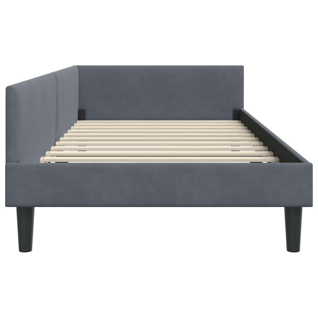 Corner Bed Frame with Headboard Manual Dark grey 90 x 200 cm