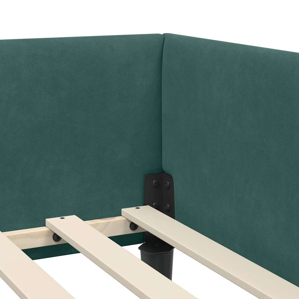 Corner Bed Frame with Headboard Manual Dark green 90 x 200 cm