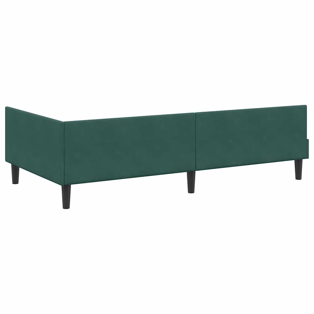 Corner Bed Frame with Headboard Manual Dark green 90 x 200 cm