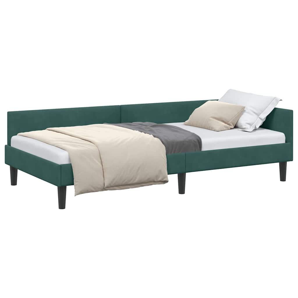 Corner Bed Frame with Headboard Manual Dark green 90 x 200 cm