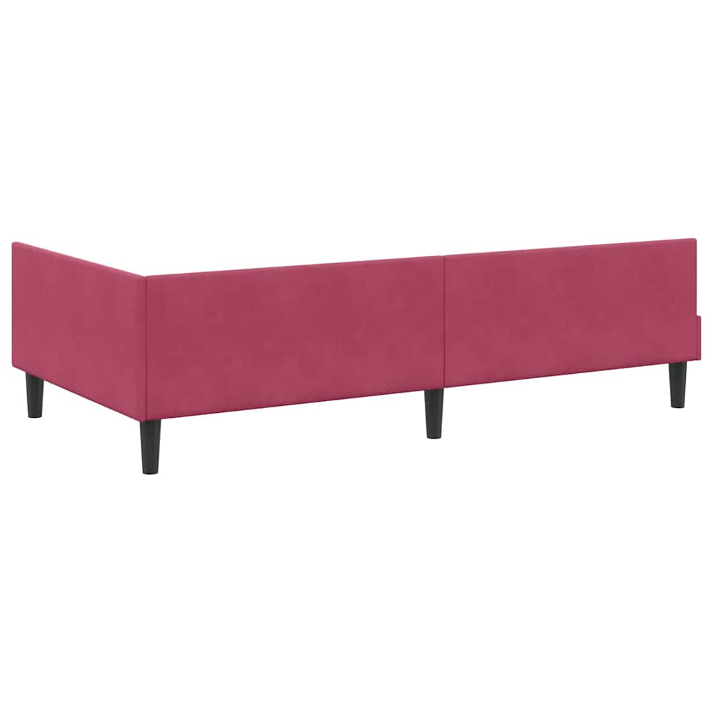 Corner Bed Frame with Headboard Manual Wine red 90 x 200 cm