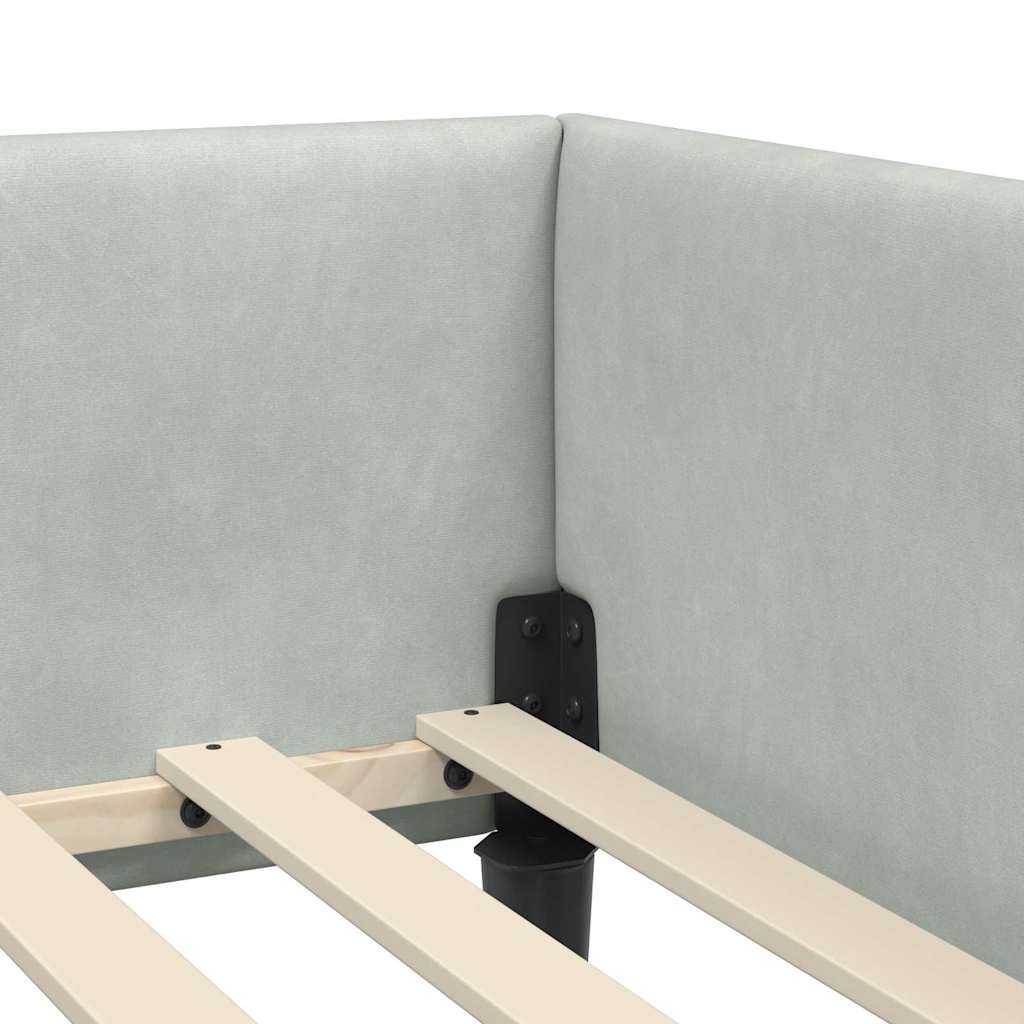 Corner Bed Frame with Headboard Manual Light grey 100 x 200 cm