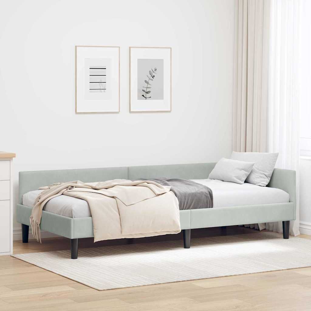 Corner Bed Frame with Headboard Manual Light grey 100 x 200 cm