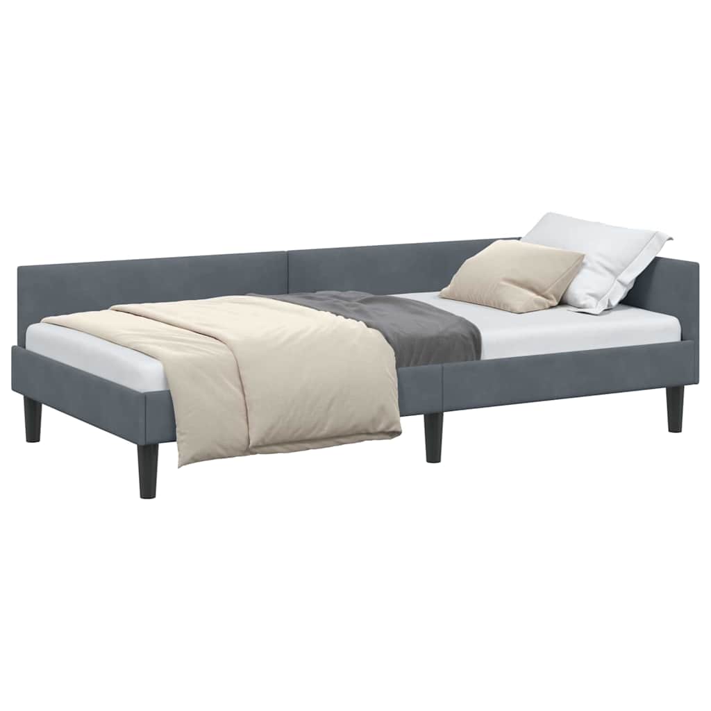 Corner Bed Frame with Headboard Manual Dark grey 100 x 200 cm