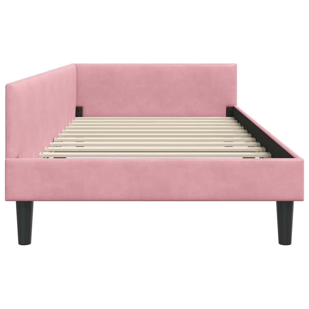 Corner Bed Frame Pink 100 x 200 cm Velvet and Engineered wood