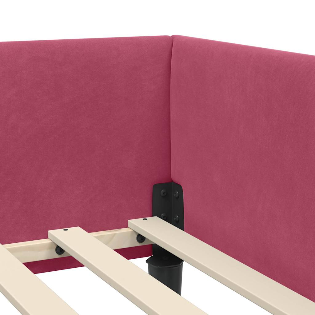 Corner Bed Frame with Headboard Manual Wine red 100 x 200 cm