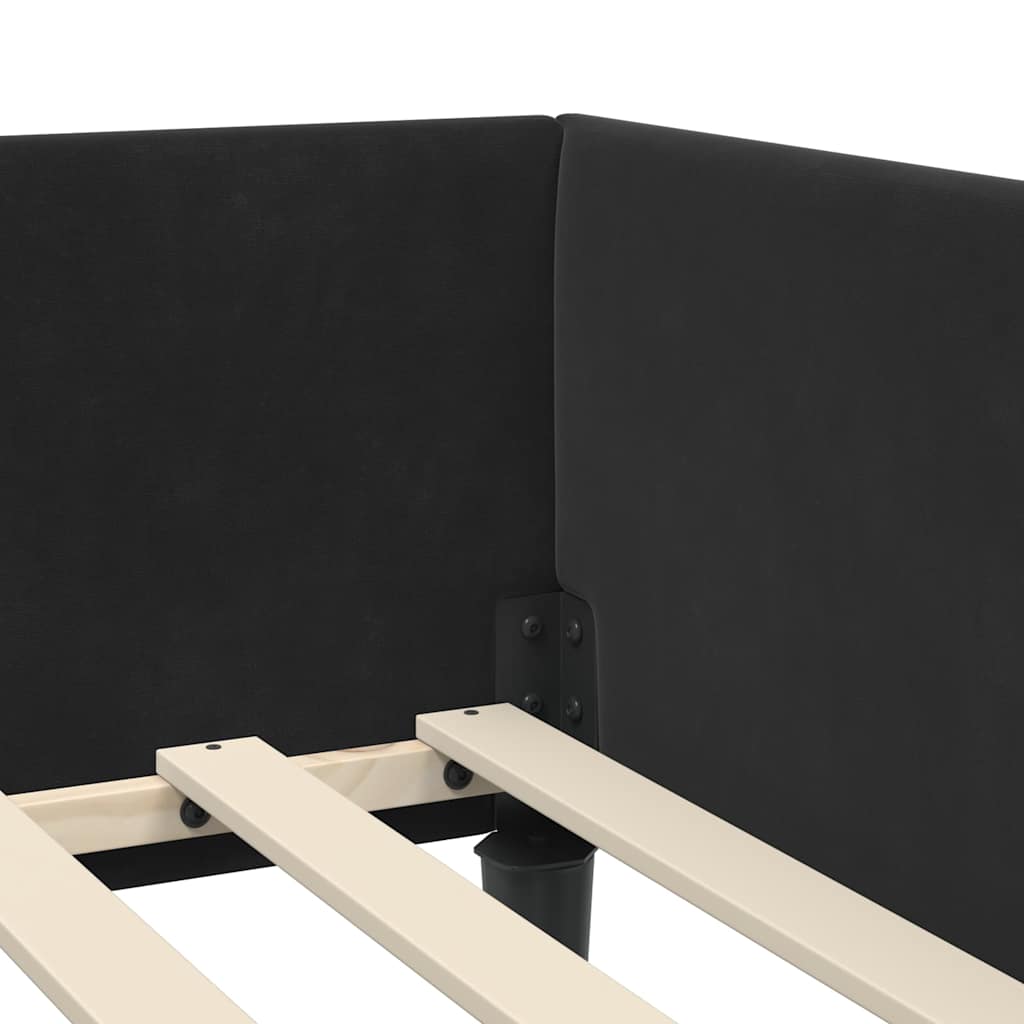 Corner Bed Frame Black 100 x 200 cm Velvet and Engineered wood