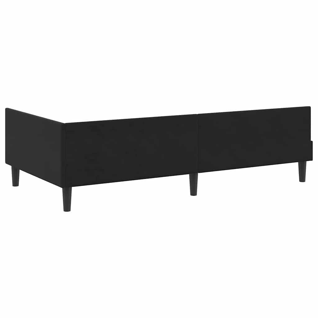 Corner Bed Frame Black 100 x 200 cm Velvet and Engineered wood