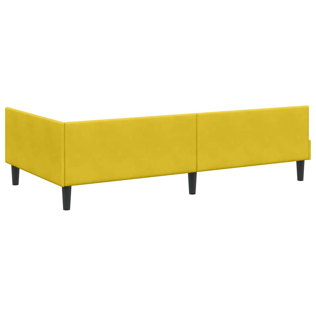 Corner Bed Frame Yellow 100 x 200 cm Velvet and Engineered wood