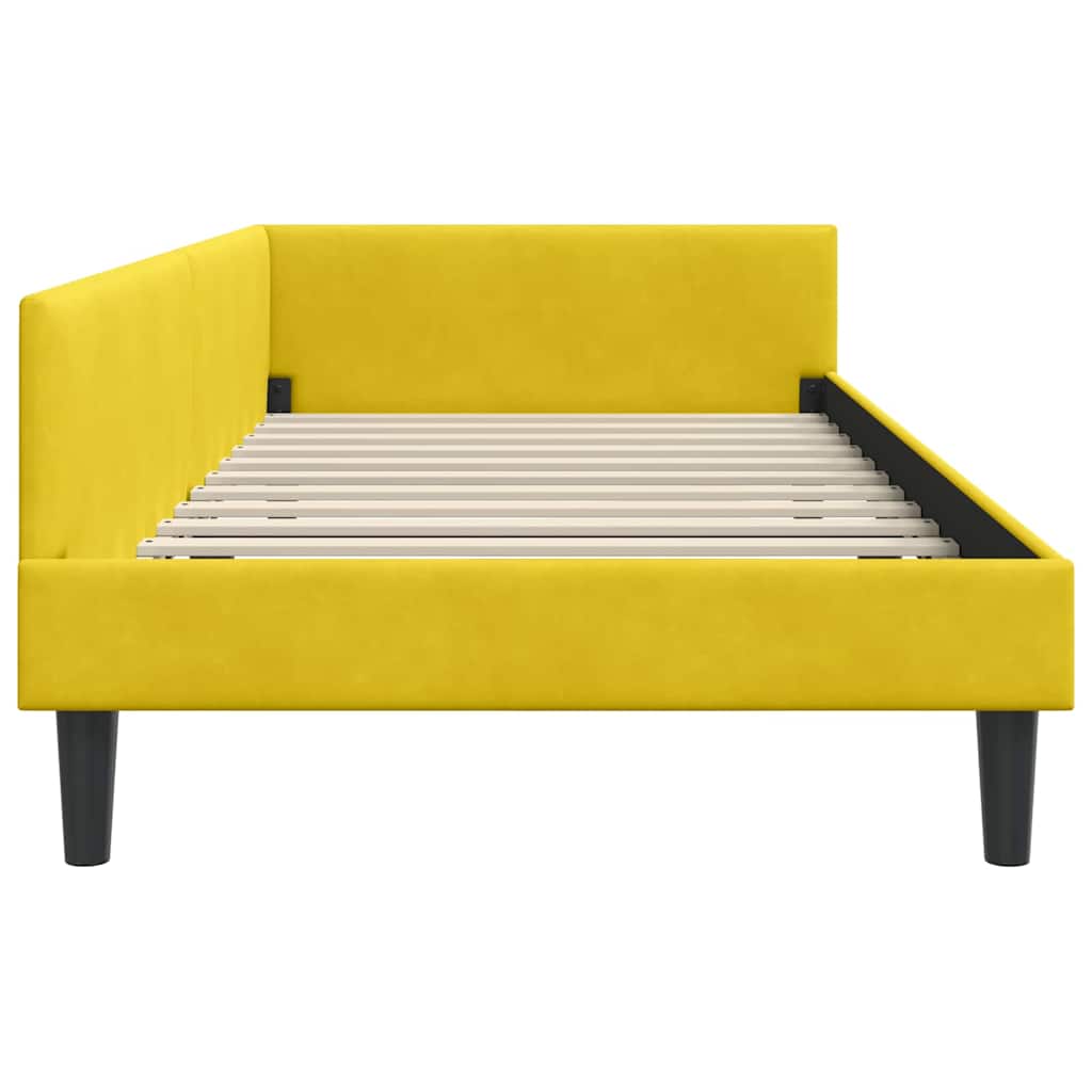 Corner Bed Frame Yellow 100 x 200 cm Velvet and Engineered wood