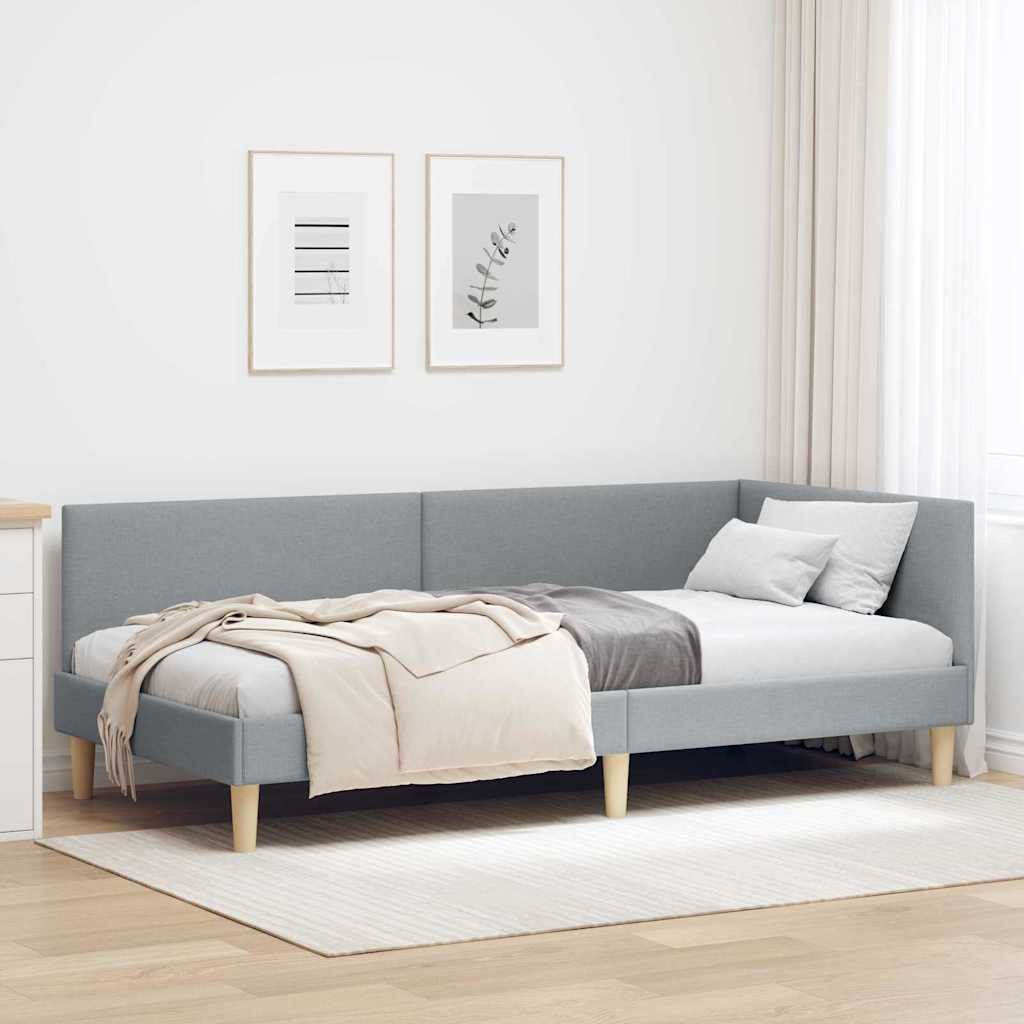 Corner Bed Frame Other with Headboard Light grey 80 x 200 cm