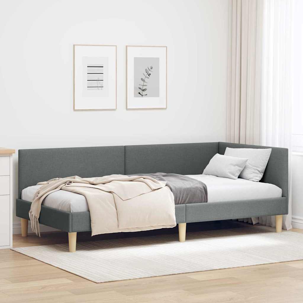 Corner Bed Frame Other with Headboard Dark grey 80 x 200 cm