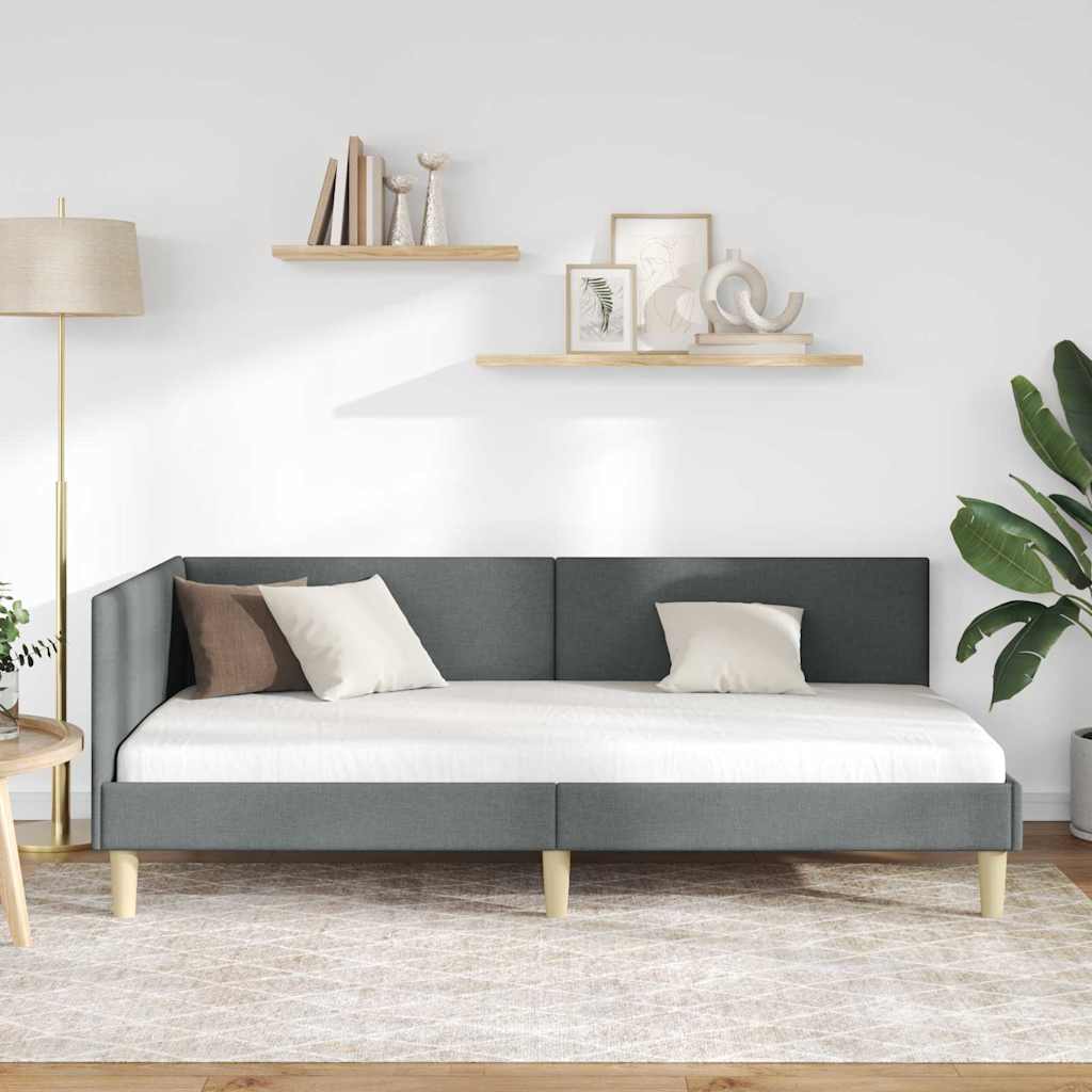 Corner Bed Frame Other with Headboard Dark grey 80 x 200 cm