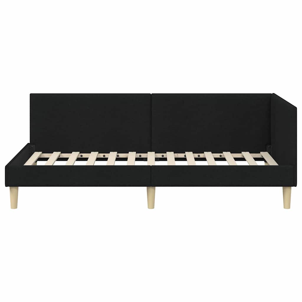 Corner Bed Frame Black 80 x 200 cm Fabric and Engineered wood