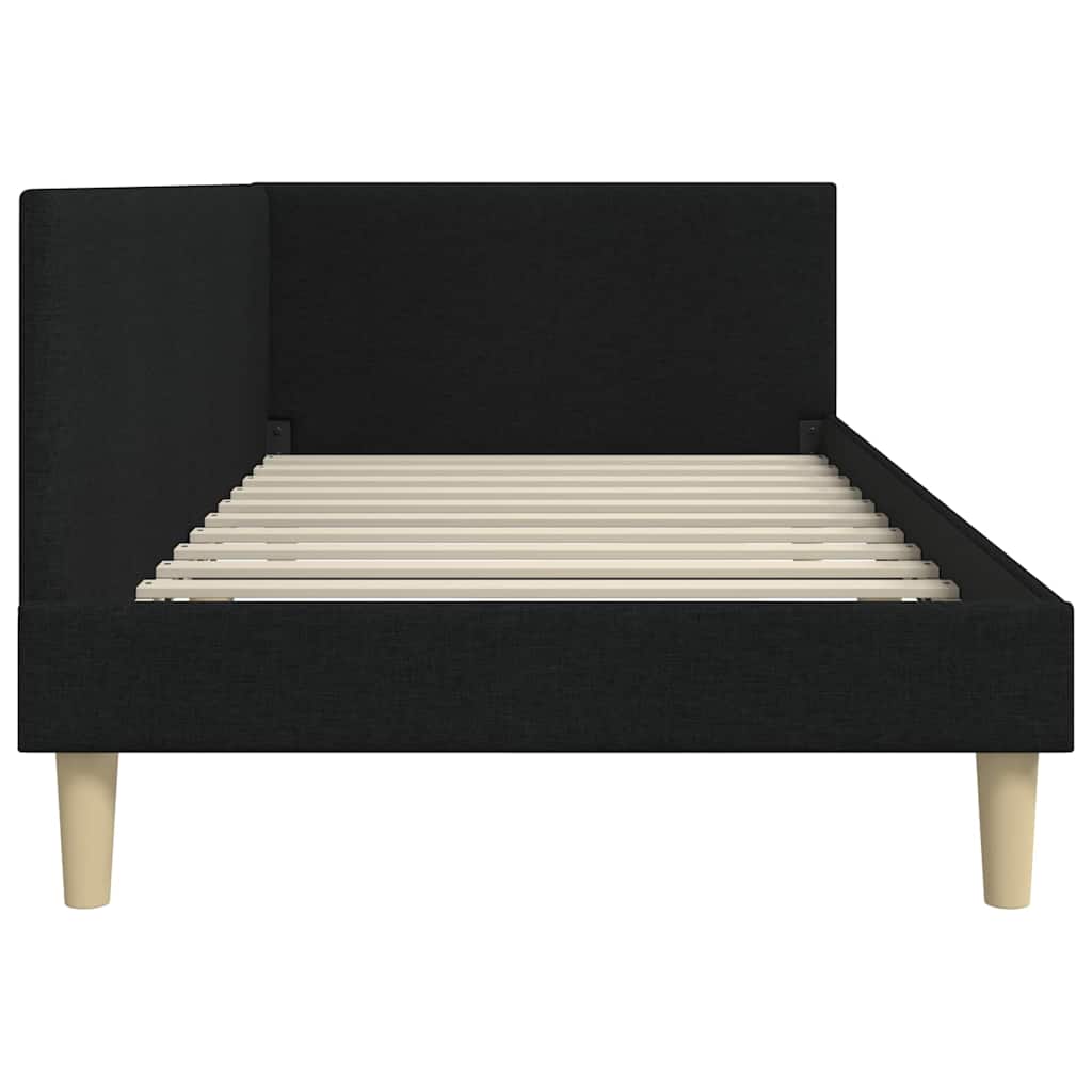 Corner Bed Frame Black 80 x 200 cm Fabric and Engineered wood
