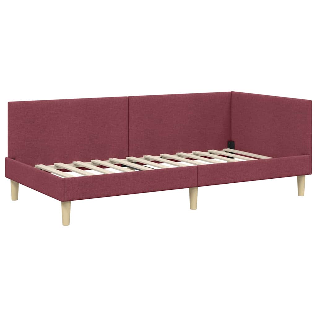 Corner Bed Frame Other with Headboard Wine red 80 x 200 cm