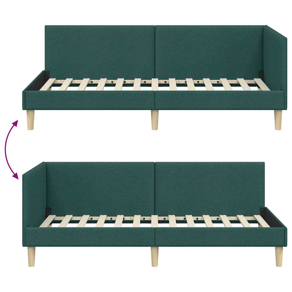 Corner Bed Frame Other with Headboard Dark green 80 x 200 cm
