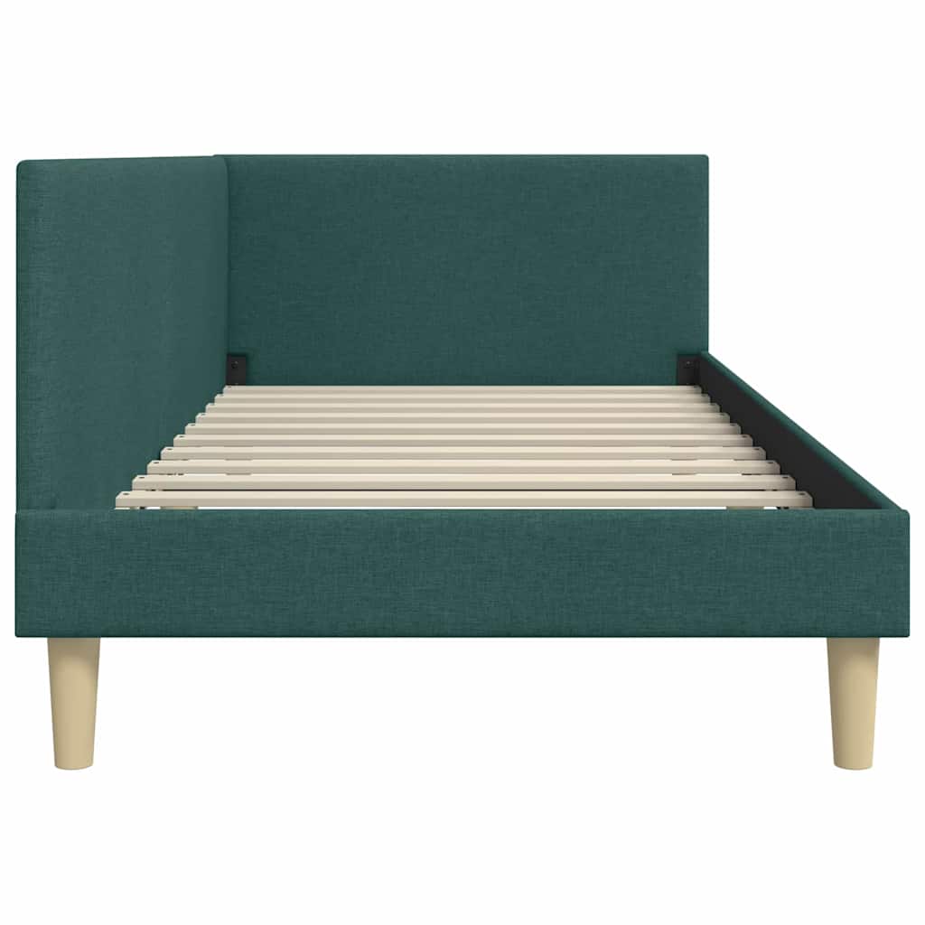 Corner Bed Frame Other with Headboard Dark green 80 x 200 cm