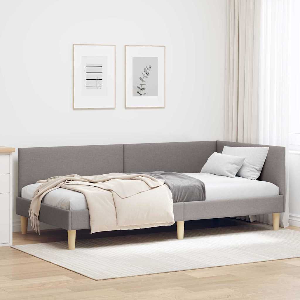 Corner Bed Frame Taupe 80 x 200 cm Fabric and Engineered wood