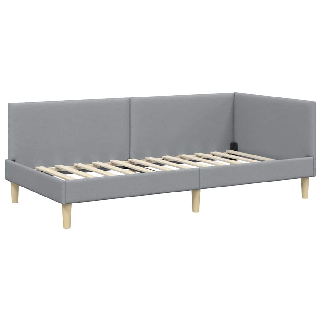Corner Bed Frame Other with Headboard Light grey 90 x 190 cm