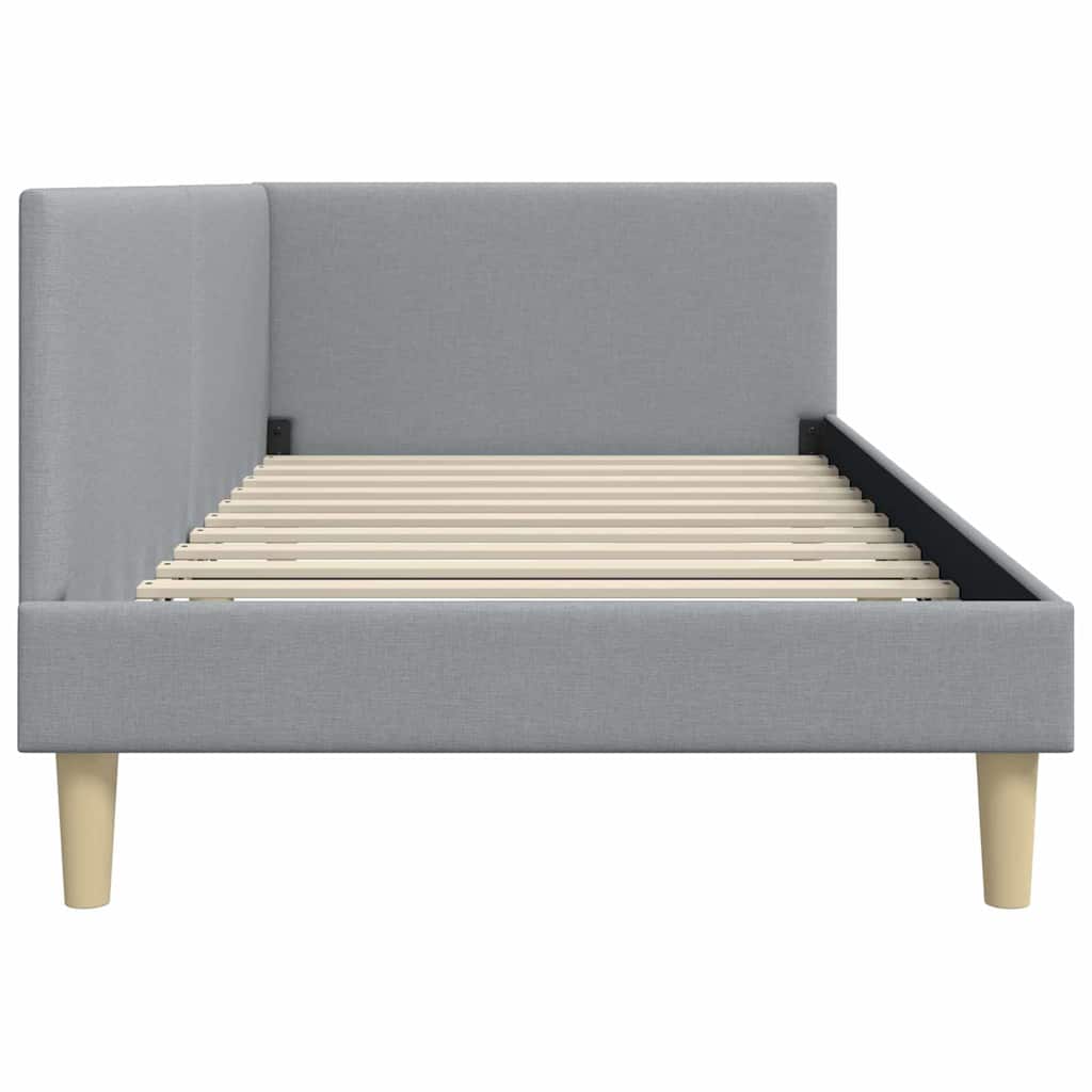 Corner Bed Frame Other with Headboard Light grey 90 x 190 cm
