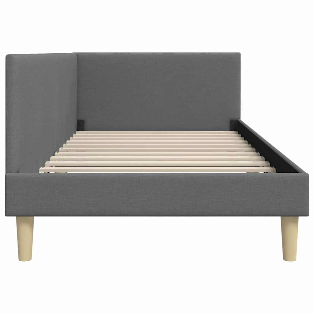 Corner Bed Frame Other with Headboard Dark grey 90 x 190 cm