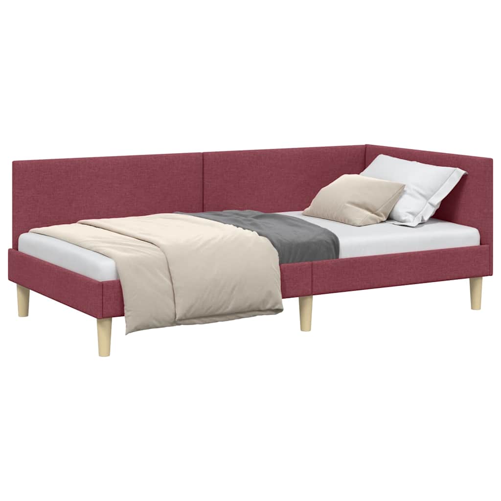Corner Bed Frame Other with Headboard Wine red 90 x 190 cm