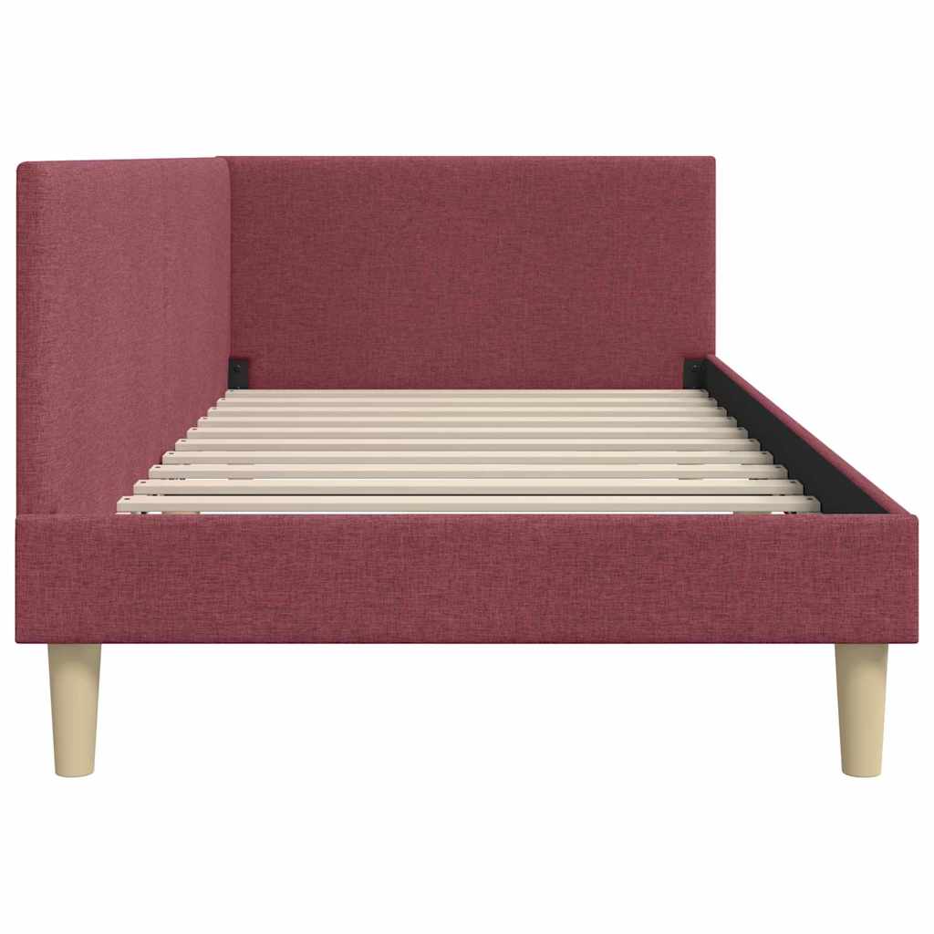 Corner Bed Frame Other with Headboard Wine red 90 x 190 cm