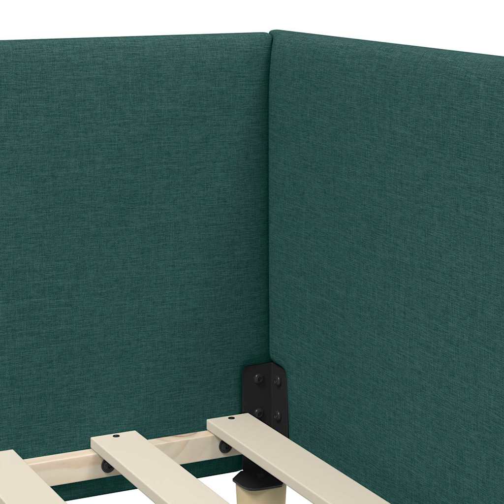 Corner Bed Frame Other with Headboard Dark green 90 x 190 cm