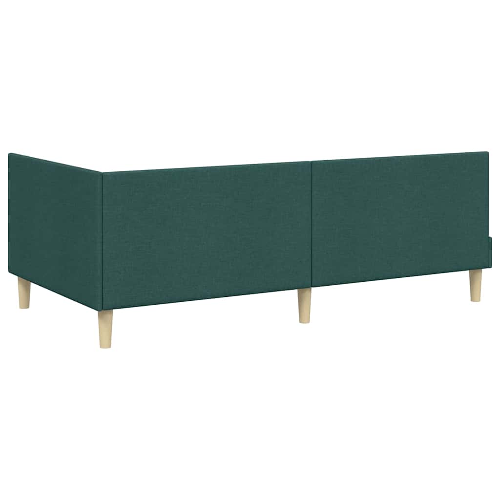 Corner Bed Frame Other with Headboard Dark green 90 x 190 cm