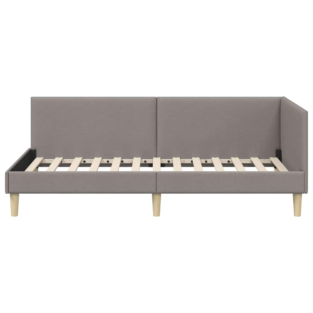 Corner Bed Frame Taupe 90 x 190 cm Fabric and Engineered wood