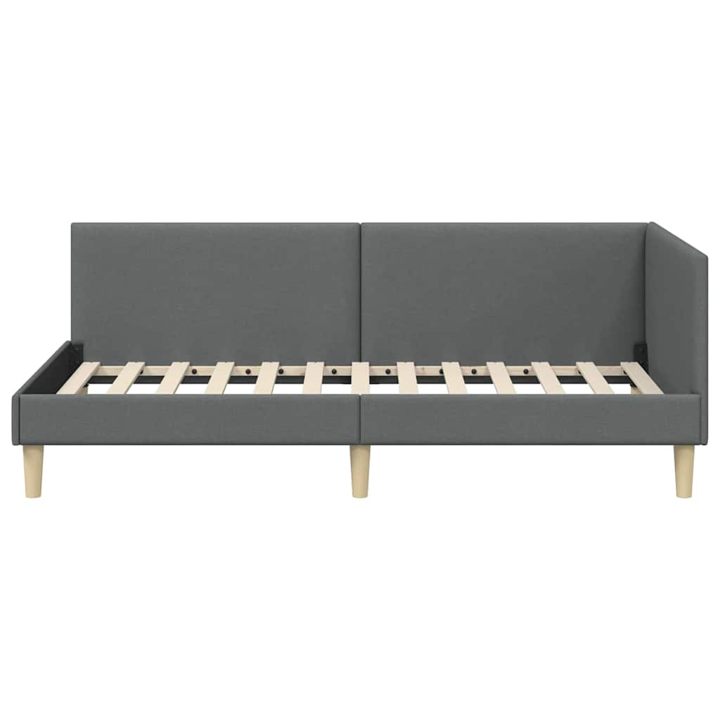Corner Bed Frame Other with Headboard Dark grey 90 x 200 cm