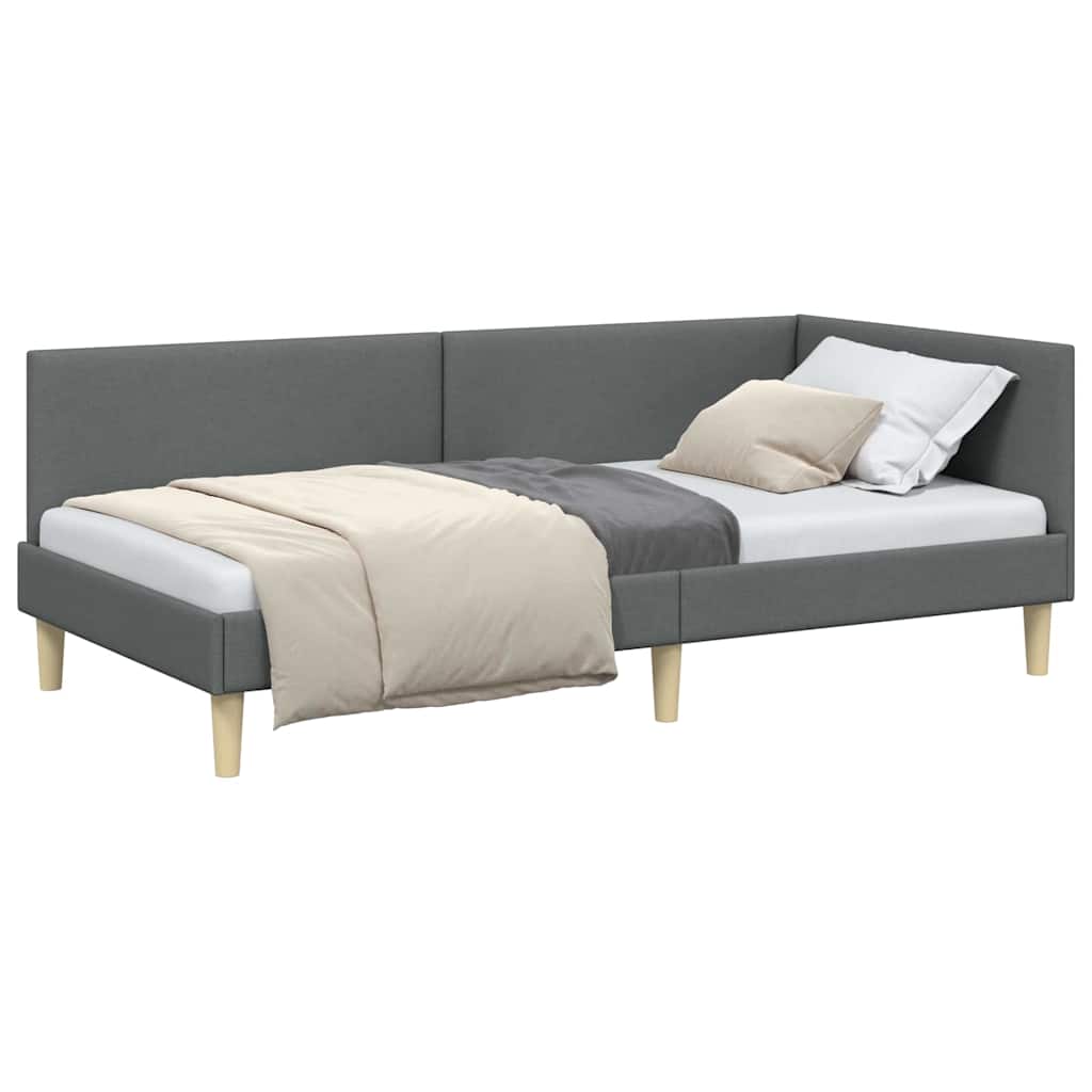 Corner Bed Frame Other with Headboard Dark grey 90 x 200 cm