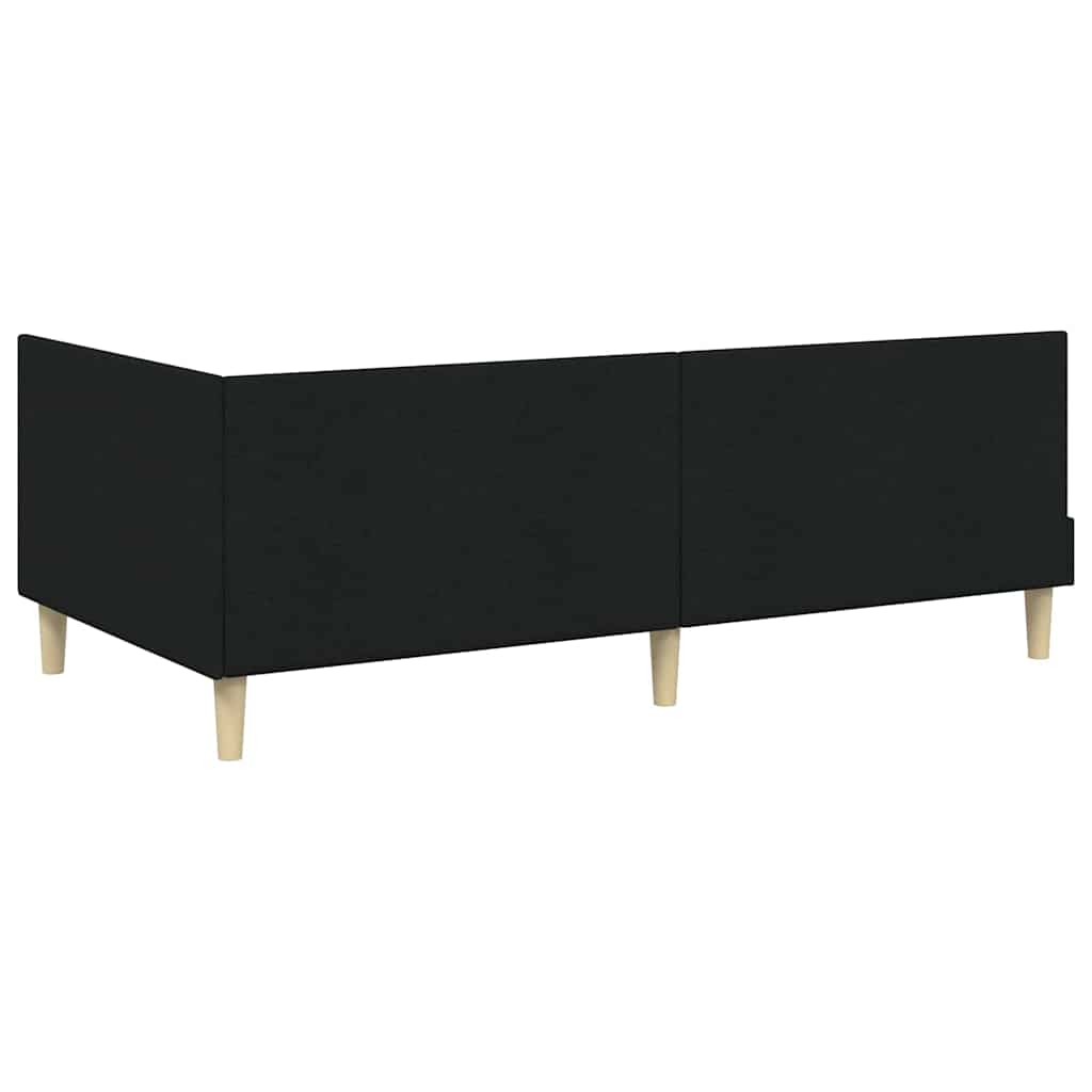 Corner Bed Frame Black 90 x 200 cm Fabric and Engineered wood