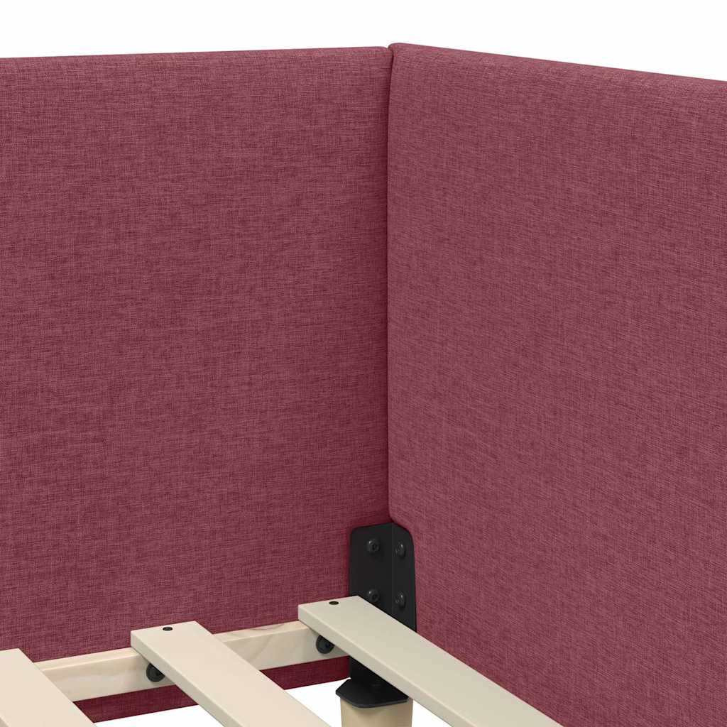 Corner Bed Frame Other with Headboard Wine red 90 x 200 cm