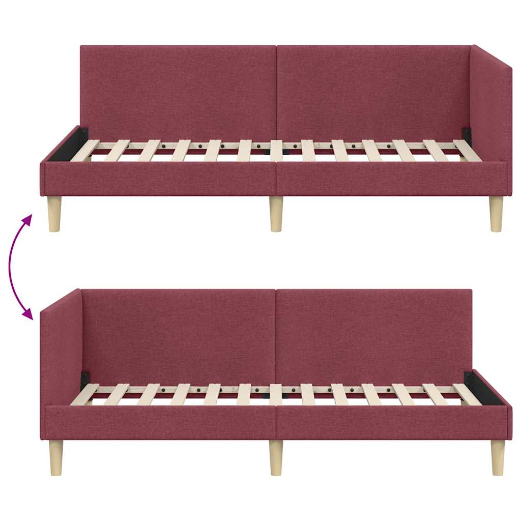 Corner Bed Frame Other with Headboard Wine red 90 x 200 cm