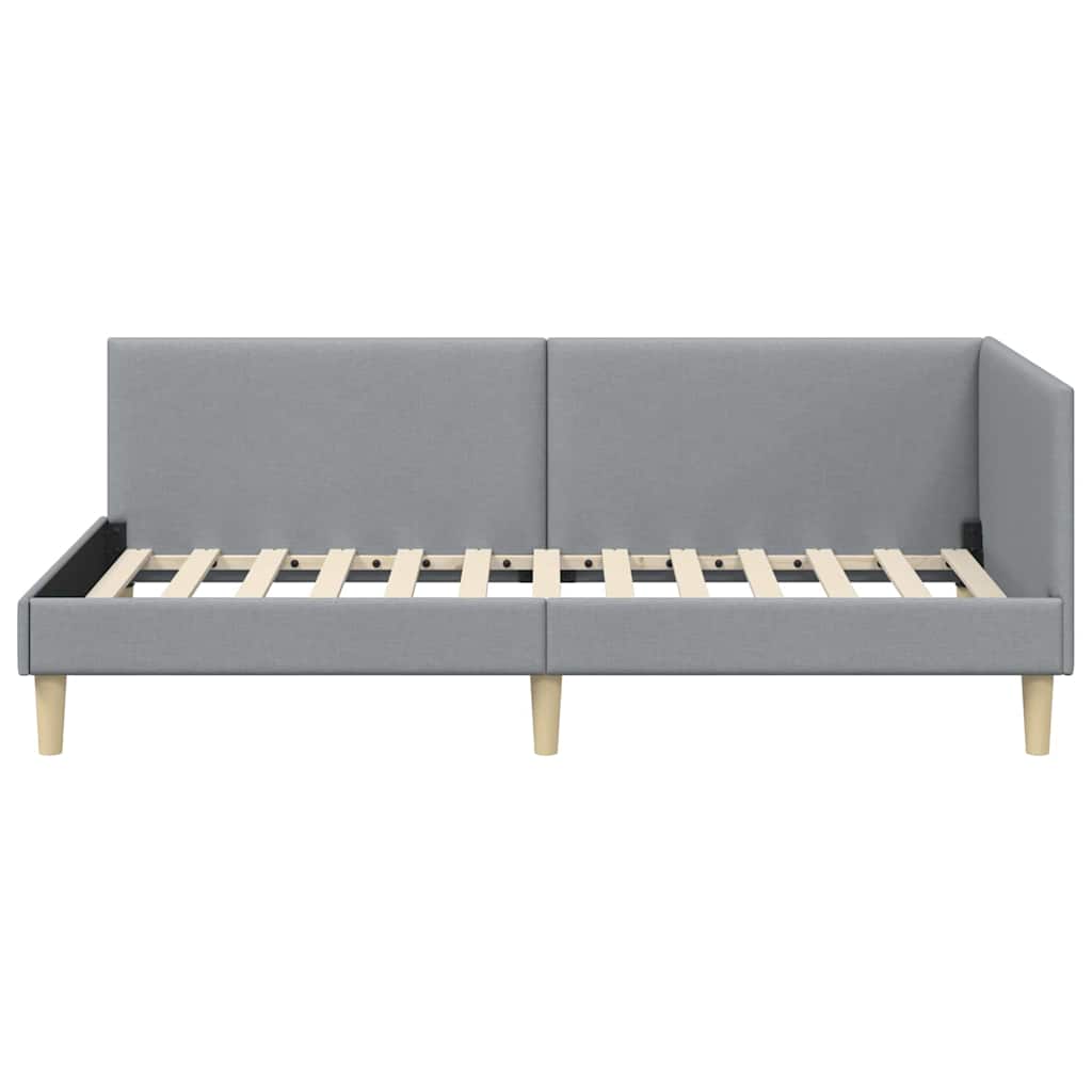 Corner Bed Frame Other with Headboard Light grey 100 x 200 cm