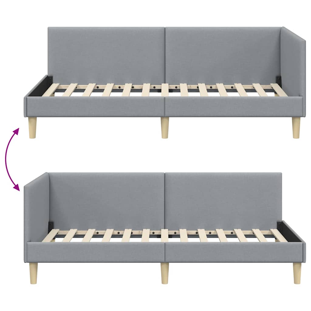 Corner Bed Frame Other with Headboard Light grey 100 x 200 cm