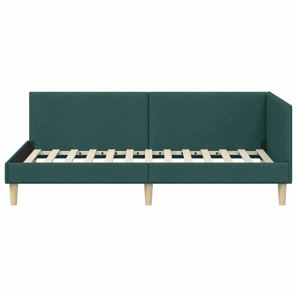 Corner Bed Frame Other with Headboard Dark green 100 x 200 cm