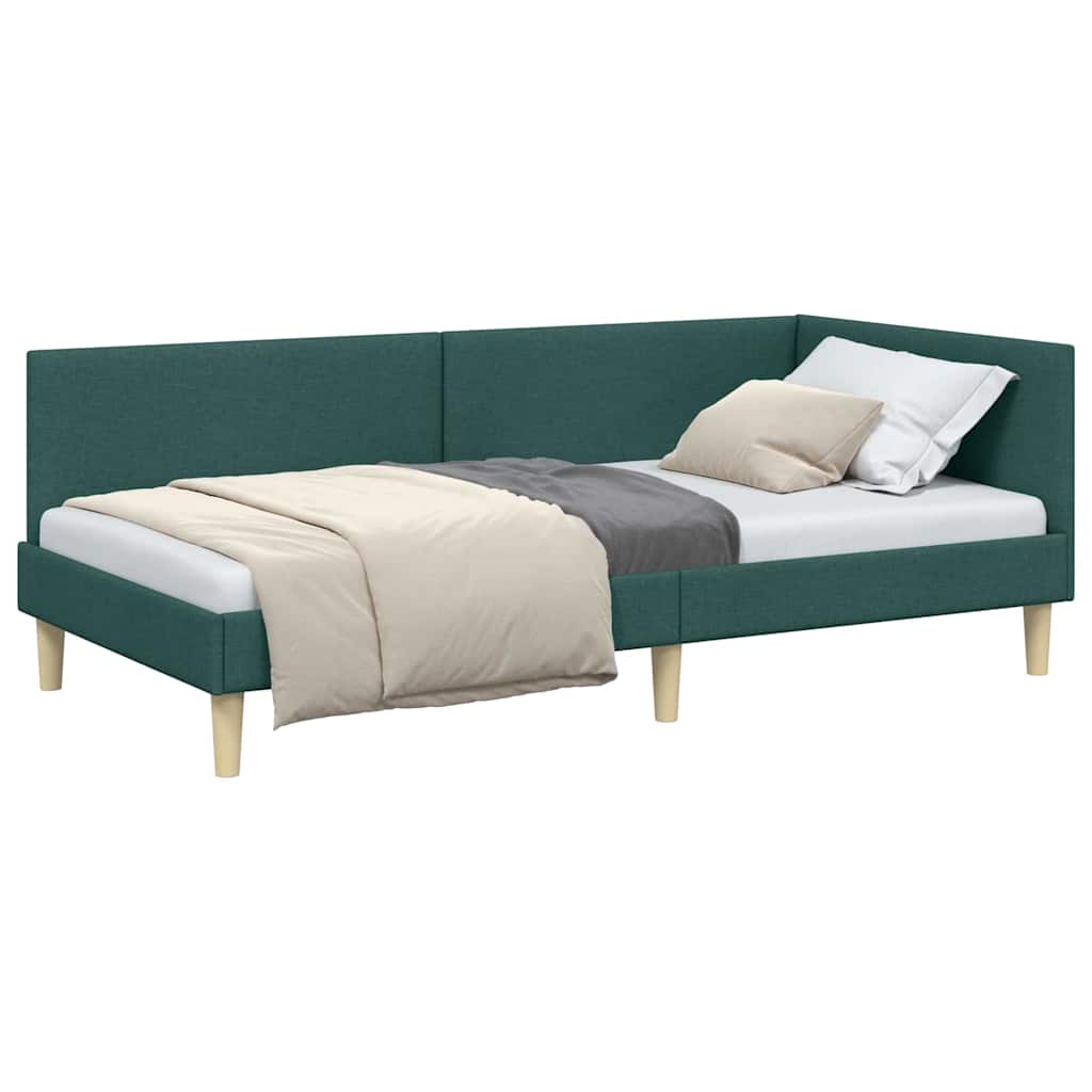 Corner Bed Frame Other with Headboard Dark green 100 x 200 cm