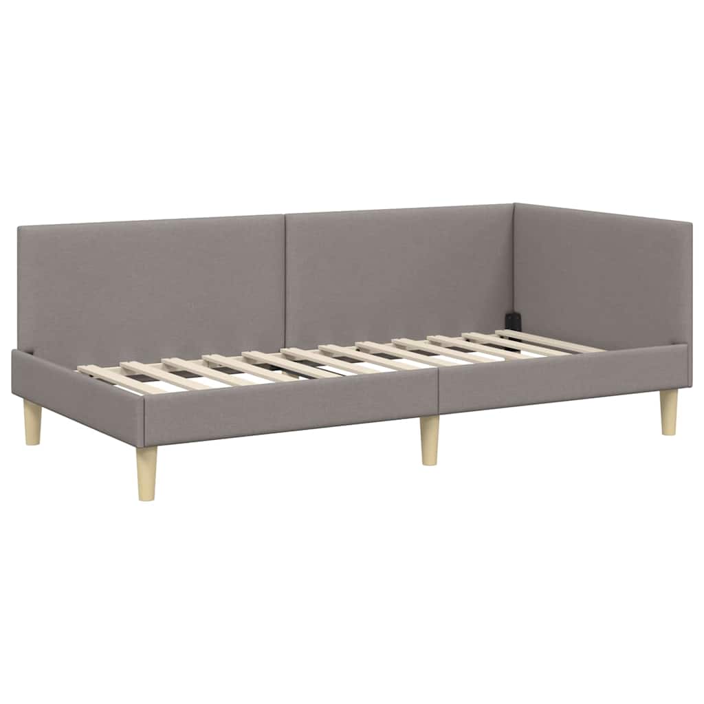 Corner Bed Frame Taupe 100 x 200 cm Fabric and Engineered wood