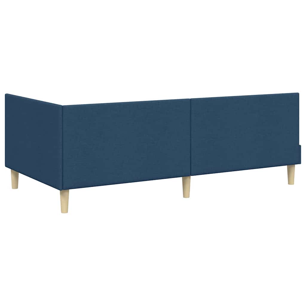 Corner Bed Frame Blue 100 x 200 cm Fabric and Engineered wood