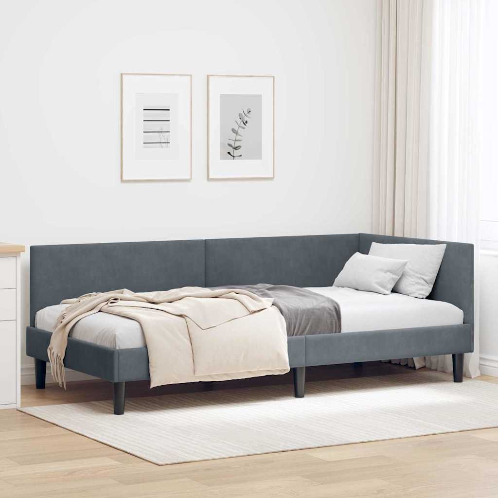 Corner Bed Frame Other with Headboard Dark grey 80 x 200 cm